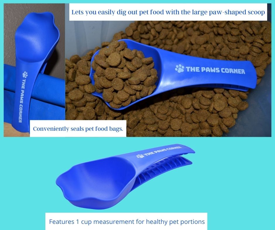 2 in 1 Paw-shaped Durable and Sturdy Pet Food Scoop/Clip (1 cup)