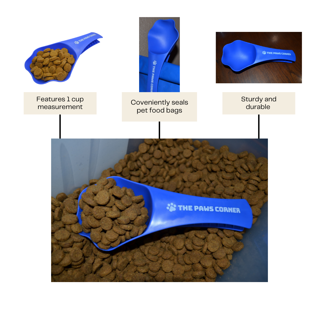 2 in 1 Paw-shaped Durable and Sturdy Pet Food Scoop/Clip (1 cup)